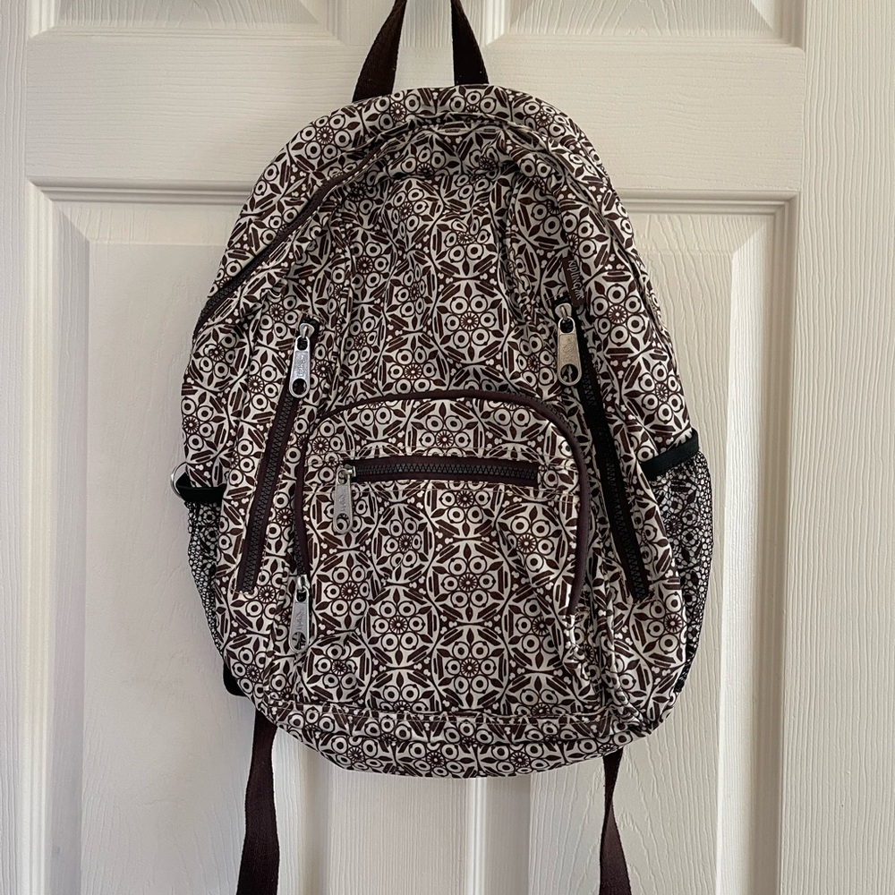 Kipling Brown and White Patterned Backpack